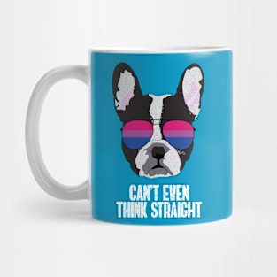 Funny CAN'T EVEN THINK STRAIGHT - Boston Terrier Dog Bi Bisexual Pride Flag Mug